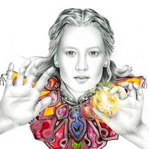 Alice: Alice In Wonderland Pencil Portrait Drawing Print