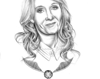 J.K.Rowling Pencil Portrait Drawing Print