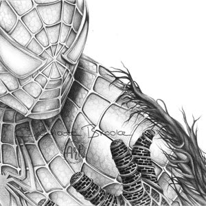 Spider-Man Pencil Drawing Portrait Print