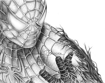 Spider-Man Pencil Drawing Portrait Print