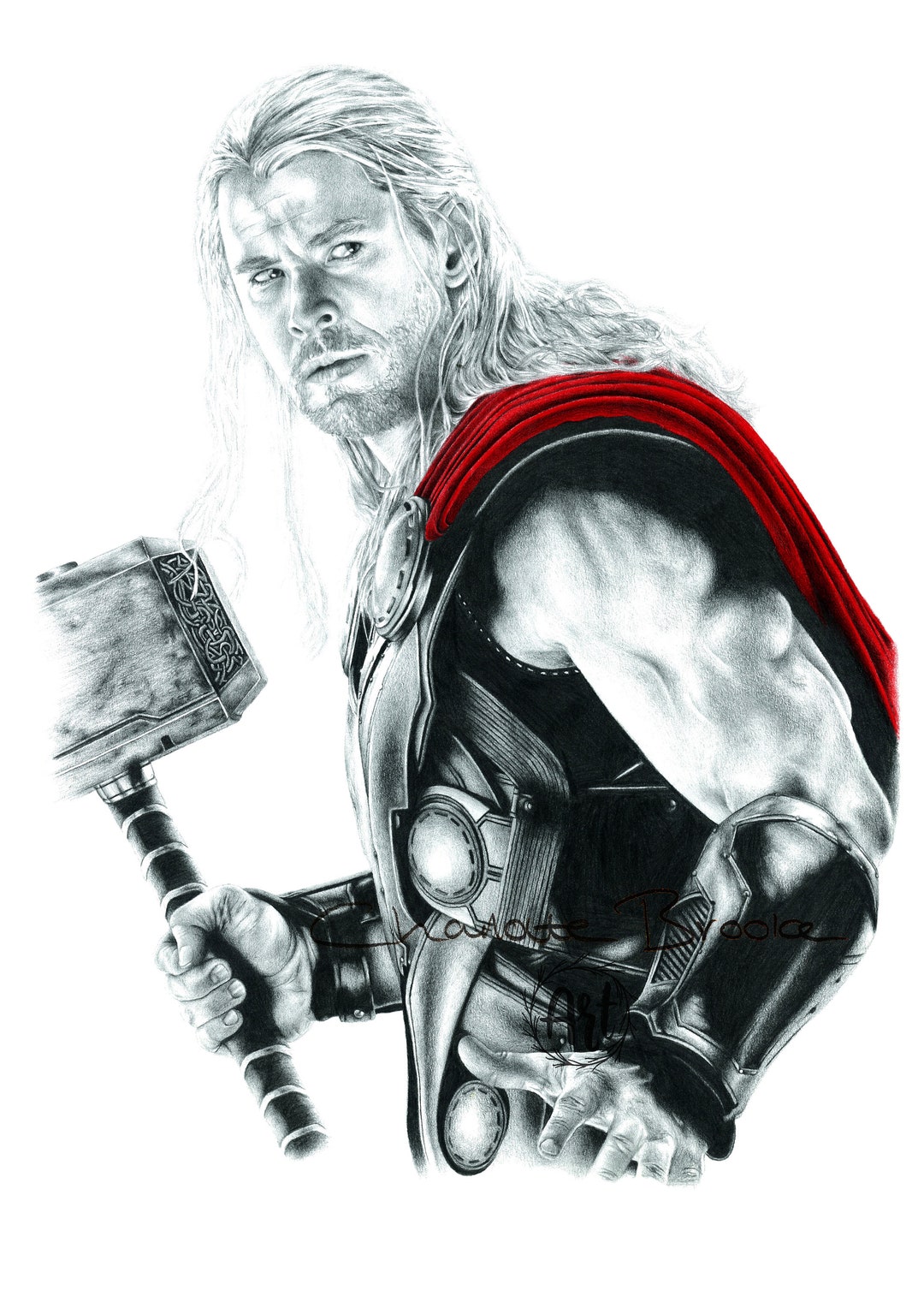 Thor Pencil Portrait Drawing Print Etsy Hong Kong