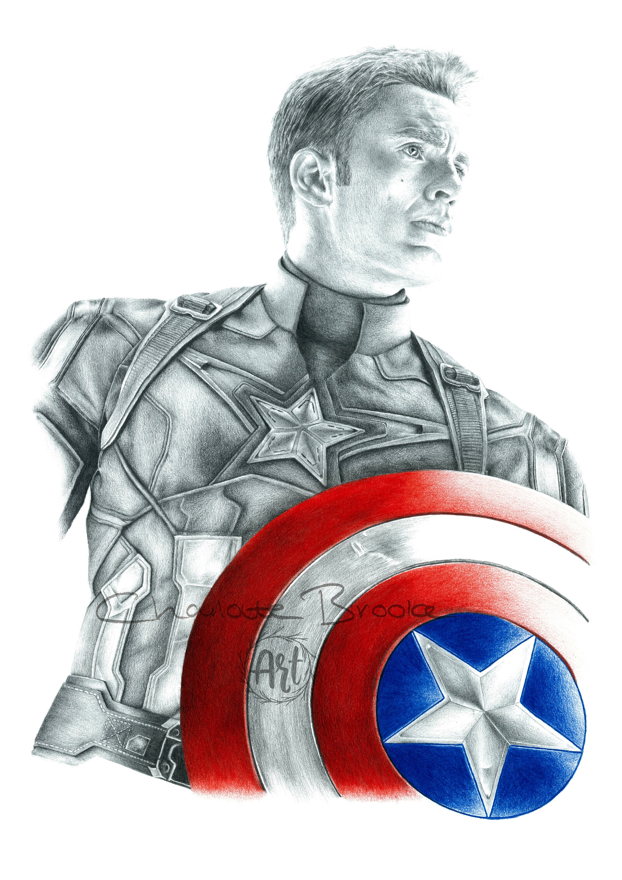 Drawing of Captain America (Chris Evans) from Captain America: The Winter  Soldier