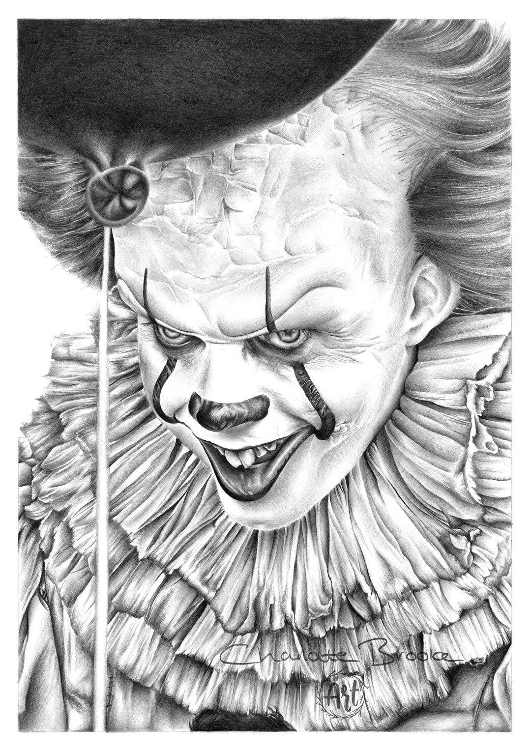 IT: Pennywise Pencil Portrait Drawing Print 