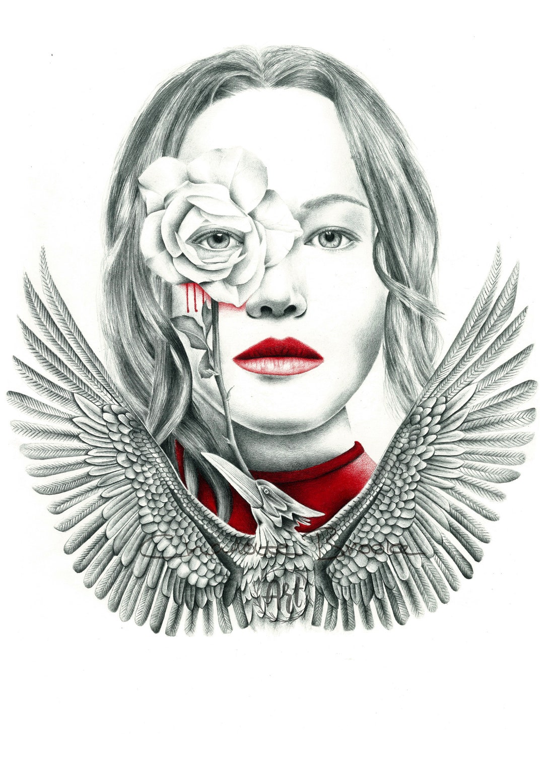 Katniss Everdeen Lápiz Retrato Dibujo Impresión - Etsy México, image size:1080x1528
