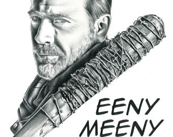 Negan - The Walking Dead Pencil Portrait Drawing Print