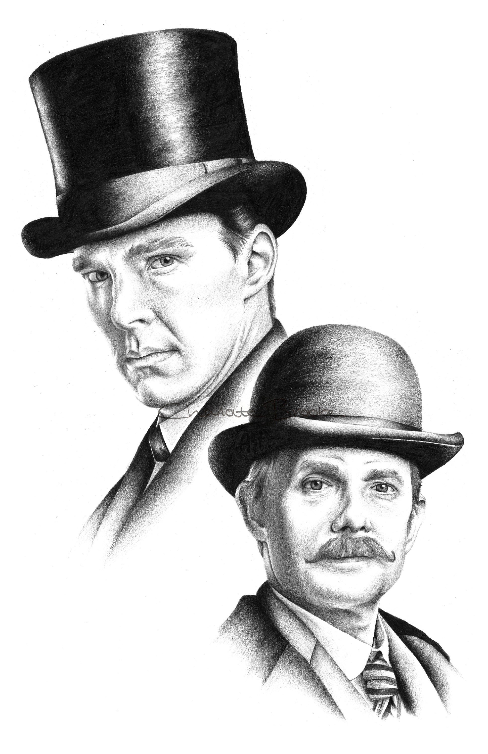 Sherlockさま専用です Sherlock Holmes and Dr. Watson Pencil Drawing Portrait Print