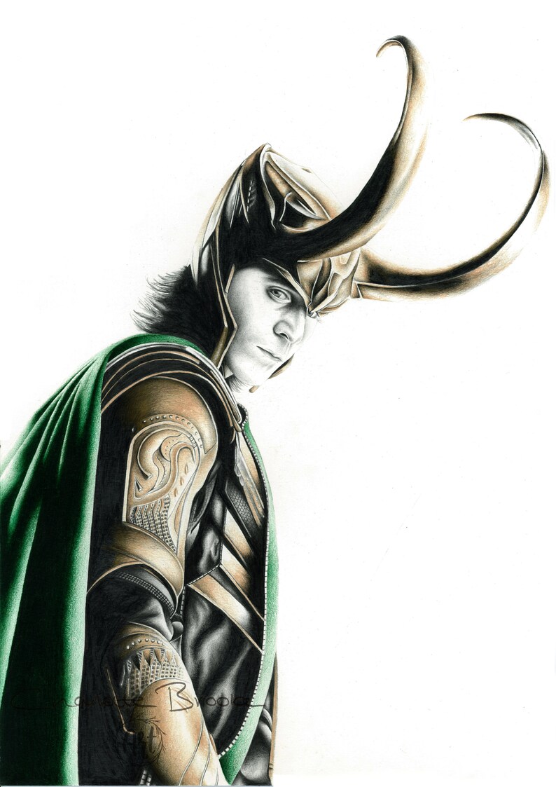 Loki Pencil Portrait Drawing Print Etsy