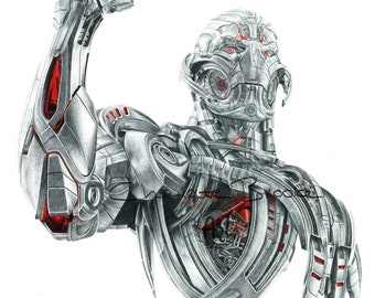 Ultron Pencil Portrait Drawing Print