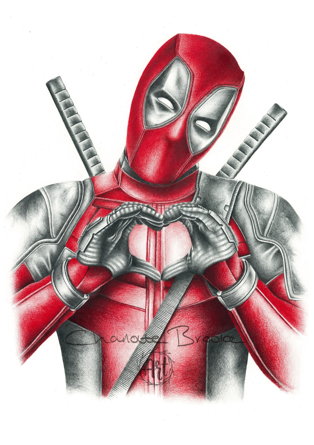 Deadpool Pencil Portrait Drawing Print Etsy