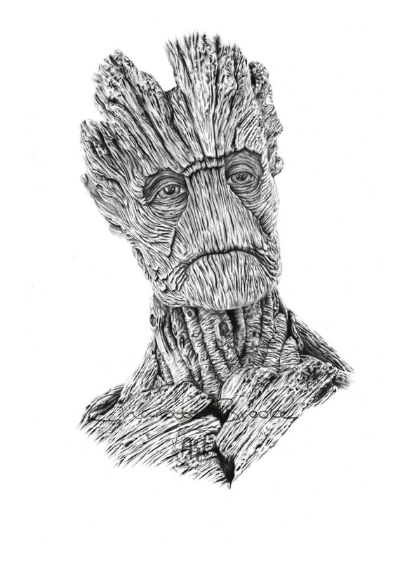 Groot lápiz retrato dibujo impresión - Etsy España