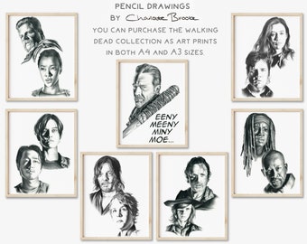 The Walking Dead Pencil Portrait Drawing Collection