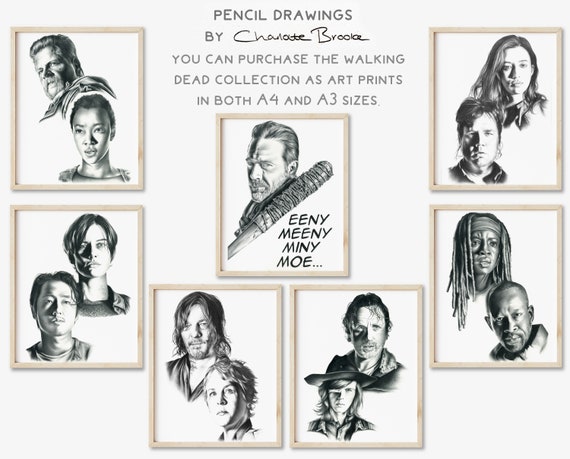 The Walking Dead Pencil Portrait Drawing Collection - Etsy The Walking Dead Pencil Portrait Drawing Collection - Etsy