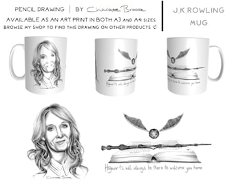 J.K.Rowling Mug - Pencil Portrait Drawing Art Print