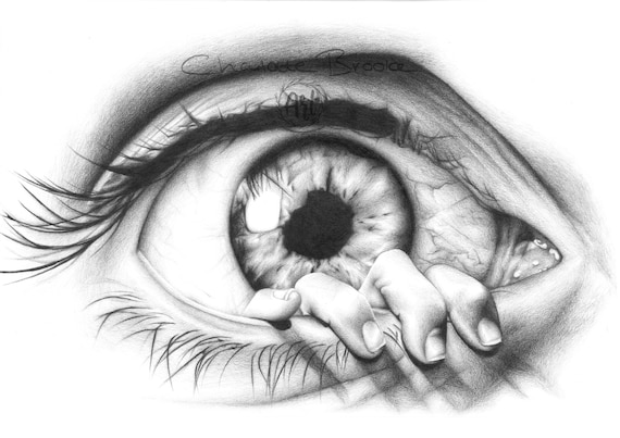 Black And White Glass Pencil,white Sheet Beautiful Pencil Art Of An Eye,  Size: A4
