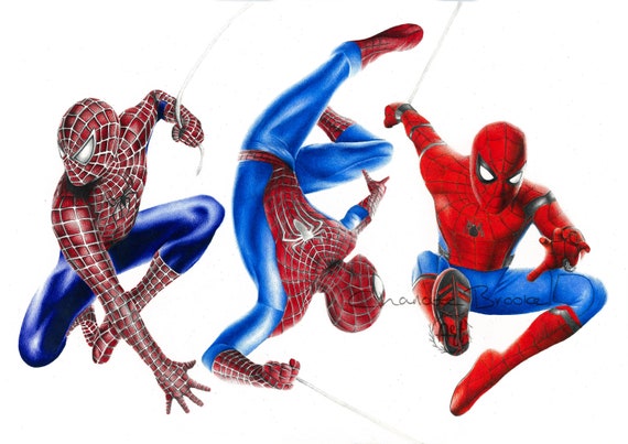 Evolución de Spider-Man Lápiz Retrato Dibujo Impresión - Etsy México