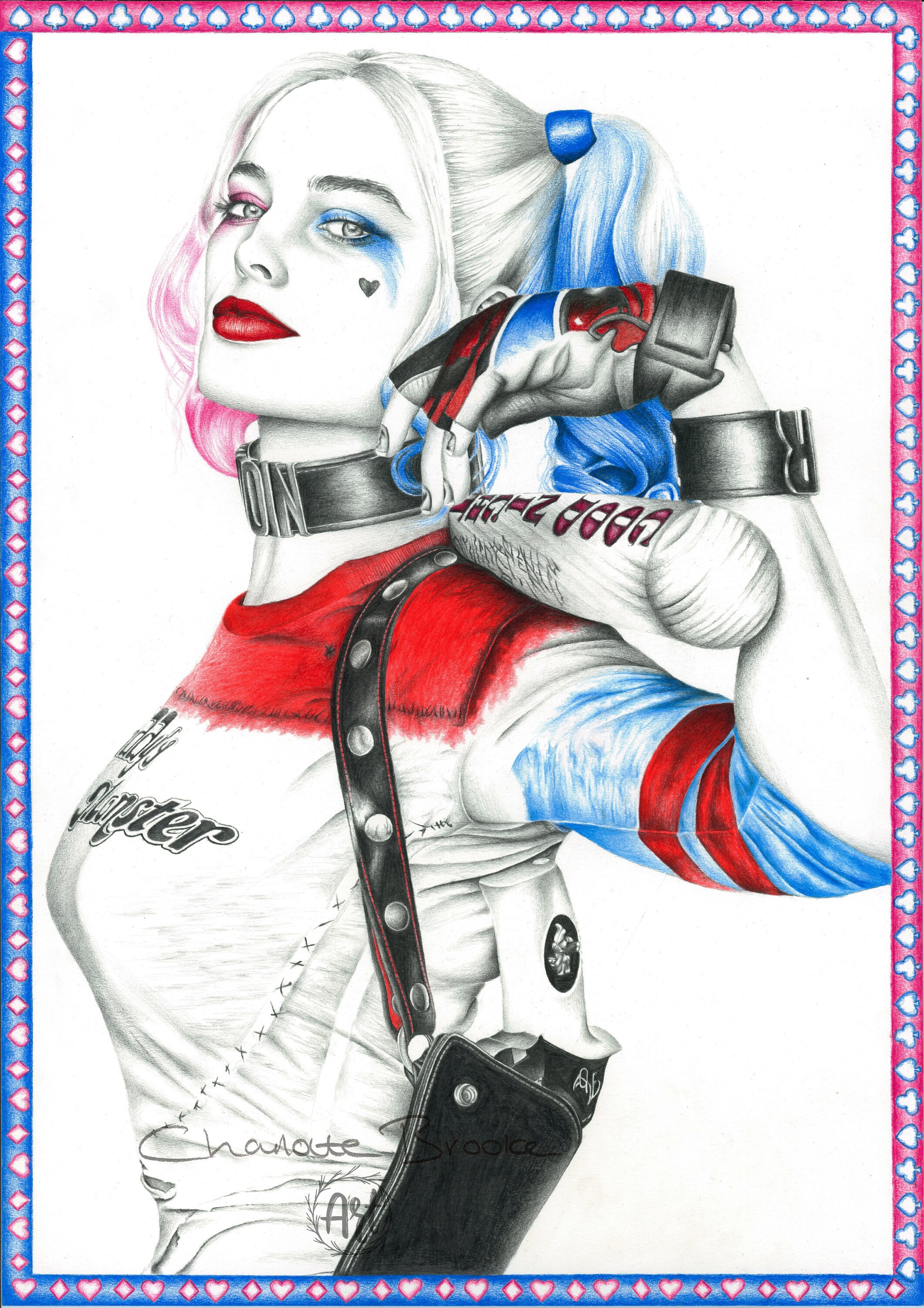 Harley Quinn Pencil Portrait Drawing Print Etsy Harley Quinn Pencil Portrait Drawing Print Etsy
