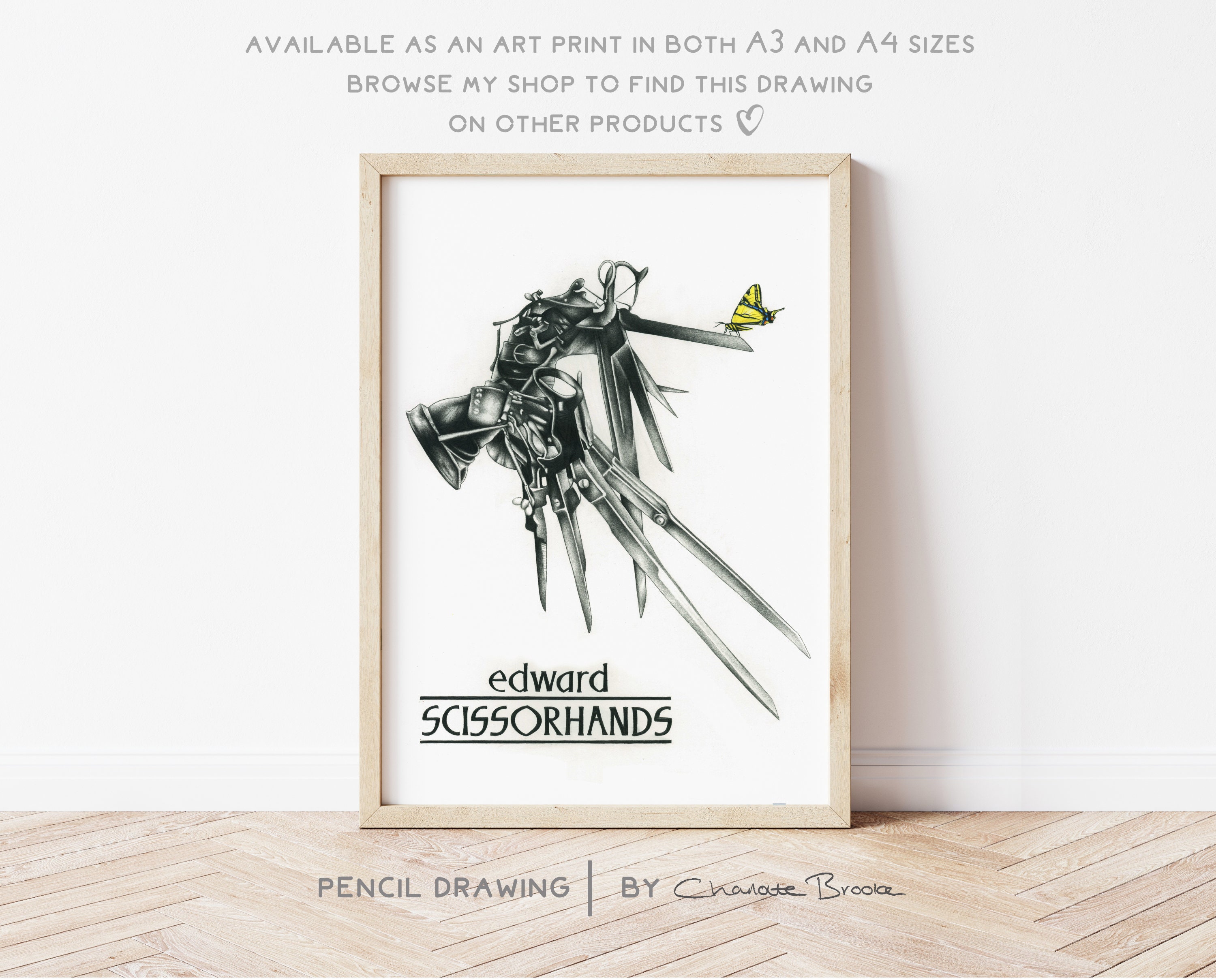 Tim Burton: Edward Scissorhands Pencil Drawing Print | Etsy UK