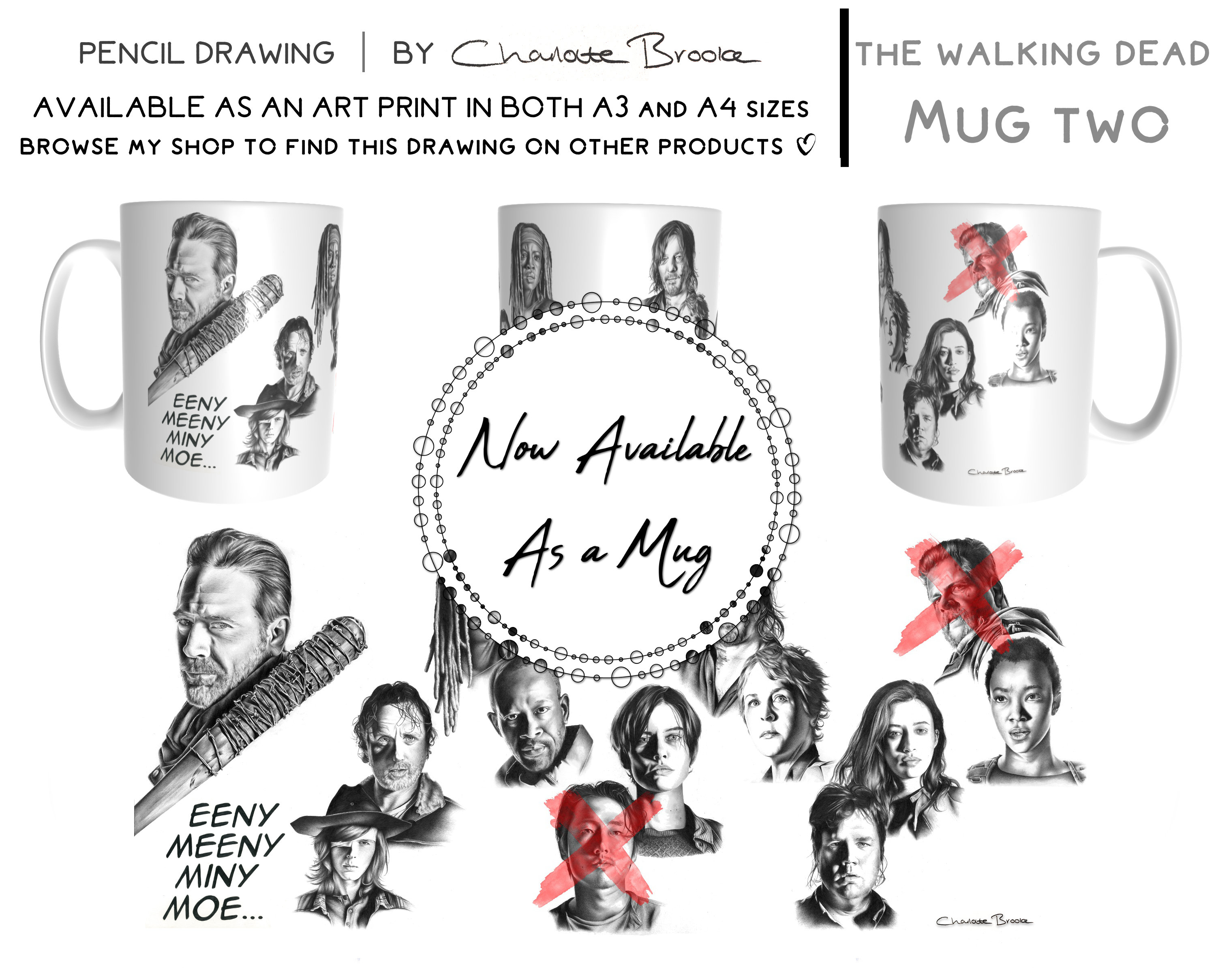 ダリルとキャロル - ウォーキング・デッド 鉛筆画 肖像画 プリント