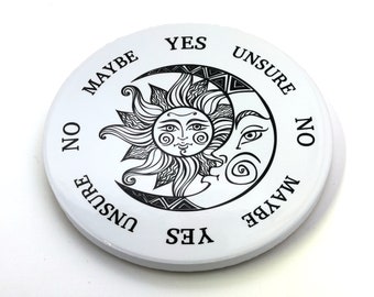 Round Ceramic Pendulum Board with Sun & Moon Design, Suitable for Reiki, Dowsing, Divination Readings