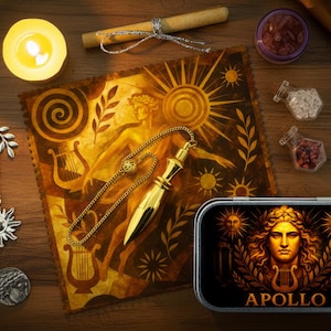 Kit altare portatile Apollo: santuario del politeismo ellenico con cristalli e pendolo
