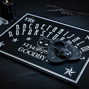 Black Cat Ouija Board Set Complete with Cat Face Planchette
