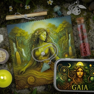 Kit de Altar Gaia Portátil: Santuário da Deusa da Terra com Cristais
