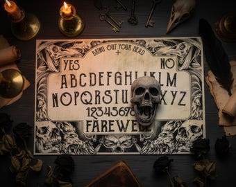 Bubonic Plague Doctor Ouija Board Set Complete with Screaming Skull Planchette