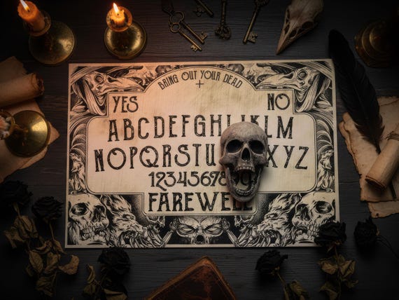 Bubonic Plague Doctor Ouija Board Set Complete with Screaming Skull Planchette