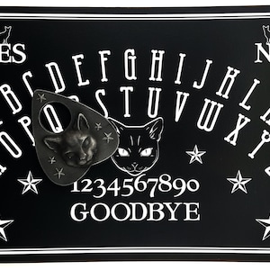 Black Cat ouijabordset, compleet met kattengezichtsplanchette