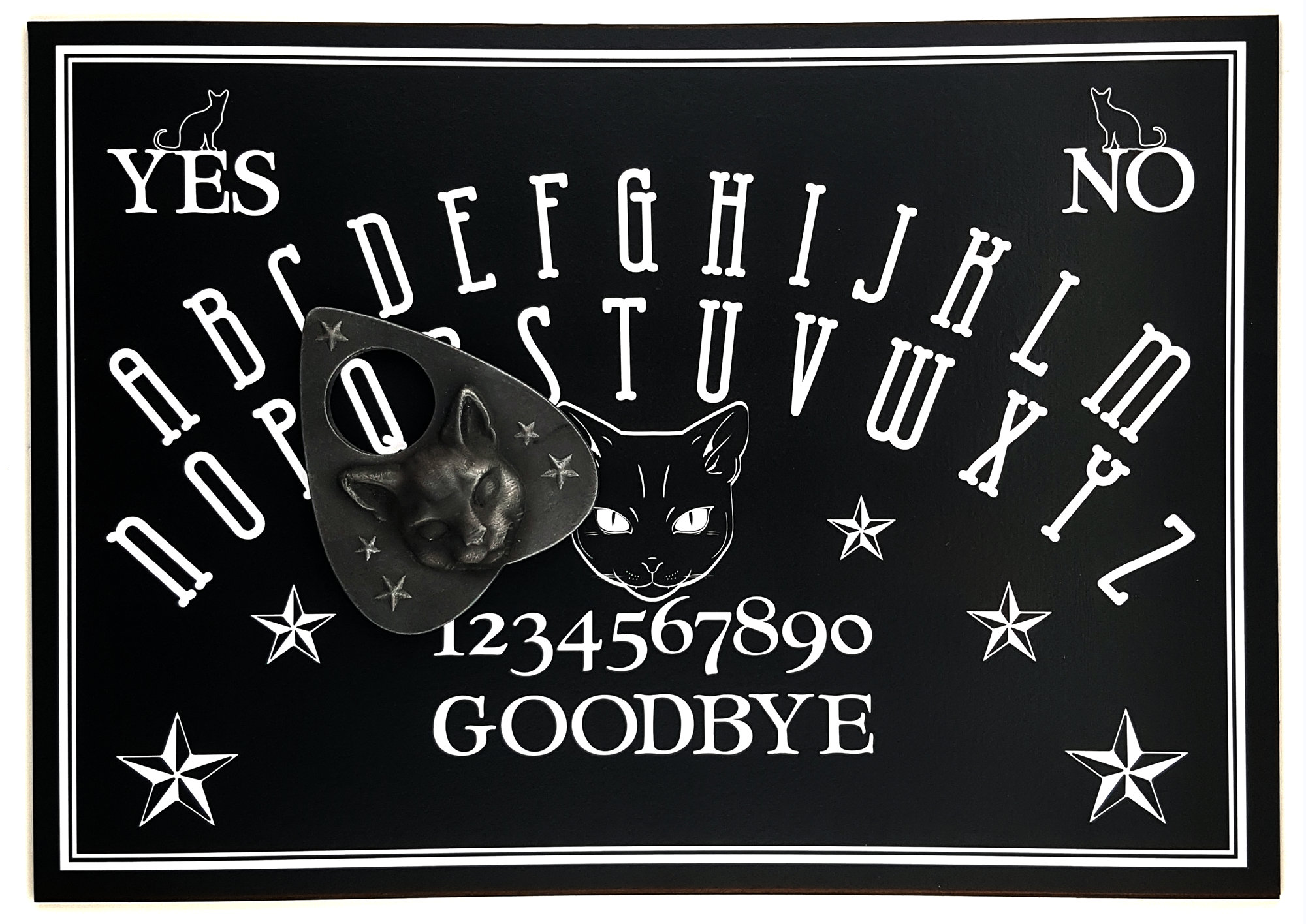 A4 Hand Finished Wooden Black Cat Talking Board Set Complete with 3D …