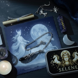 Kit de Altar Selene: Santuario portátil de la Diosa de la Luna con cristales
