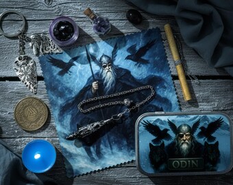 Portable Odin Altar Kit | Norse All-Father Travel Shrine with Crystals, Runes, Pendulum