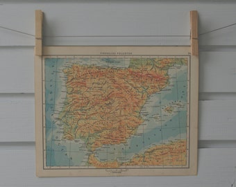 1956 Vintage Map of Spain