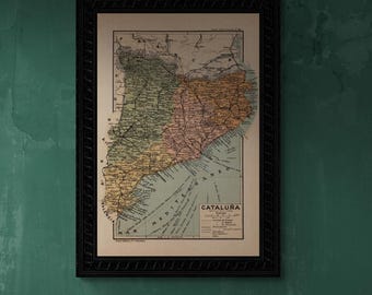 1928 Vintage Map of Catalonia