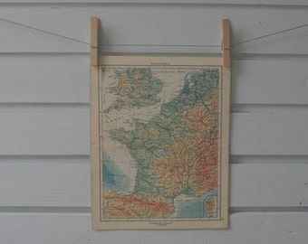 1956 Vintage Map of France