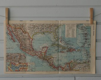 1938 Vintage Map of Central America