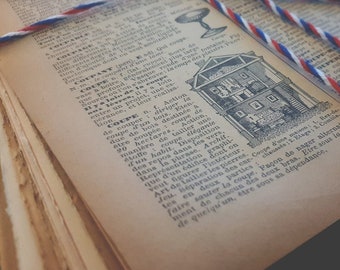 Vintage >50 pgs French Encyclopedia Scrapbooking Ephemera Bundle