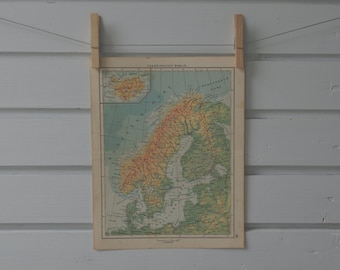 1956 Vintage Map of Scandinavia