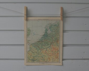 1956 Vintage Netherlands & Belgium Map