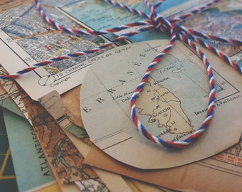 Vintage >50 pcs Map Scrapbooking Ephemera Bundle