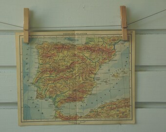 1951 Vintage Map of Spain
