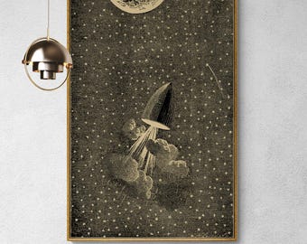 1920s Vintage Moon Projectile Illustration - Digital Download