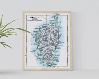 1901 Vintage Corsica Map - Digital Download