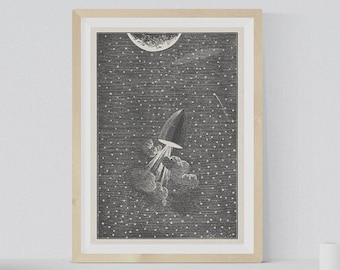 1920s Vintage Moon Projectile Illustration - Digital Download