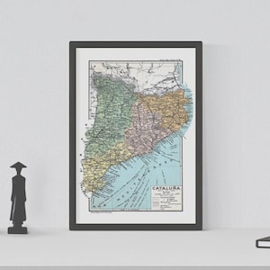 1928 Vintage Map of Catalonia - Digital Download