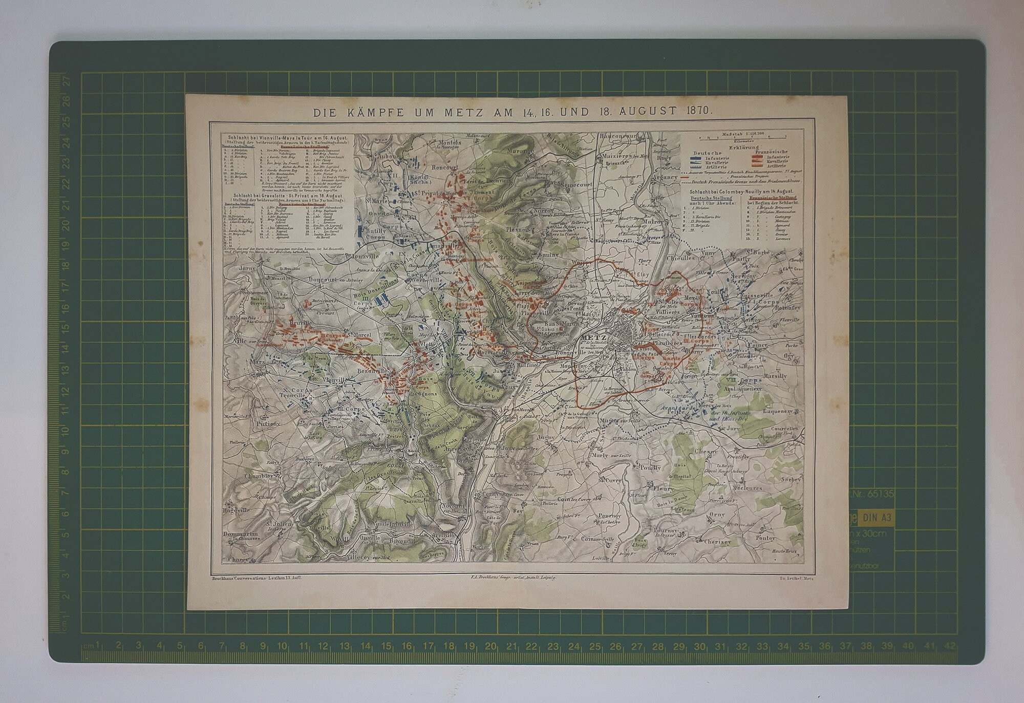 1887 Vintage Siege of Metz Map