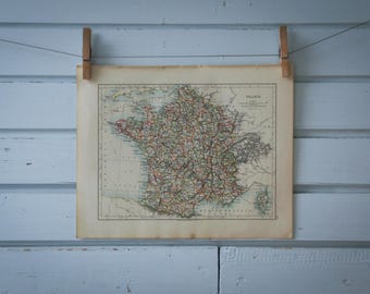 1901 Vintage Map of France