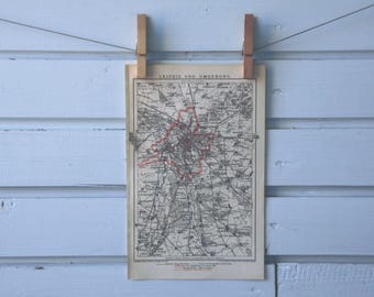 1894 Vintage Leipzig & Surroundings Map