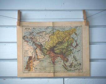 1910s Vintage Map of Asia