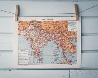 1924 Vintage Map of India
